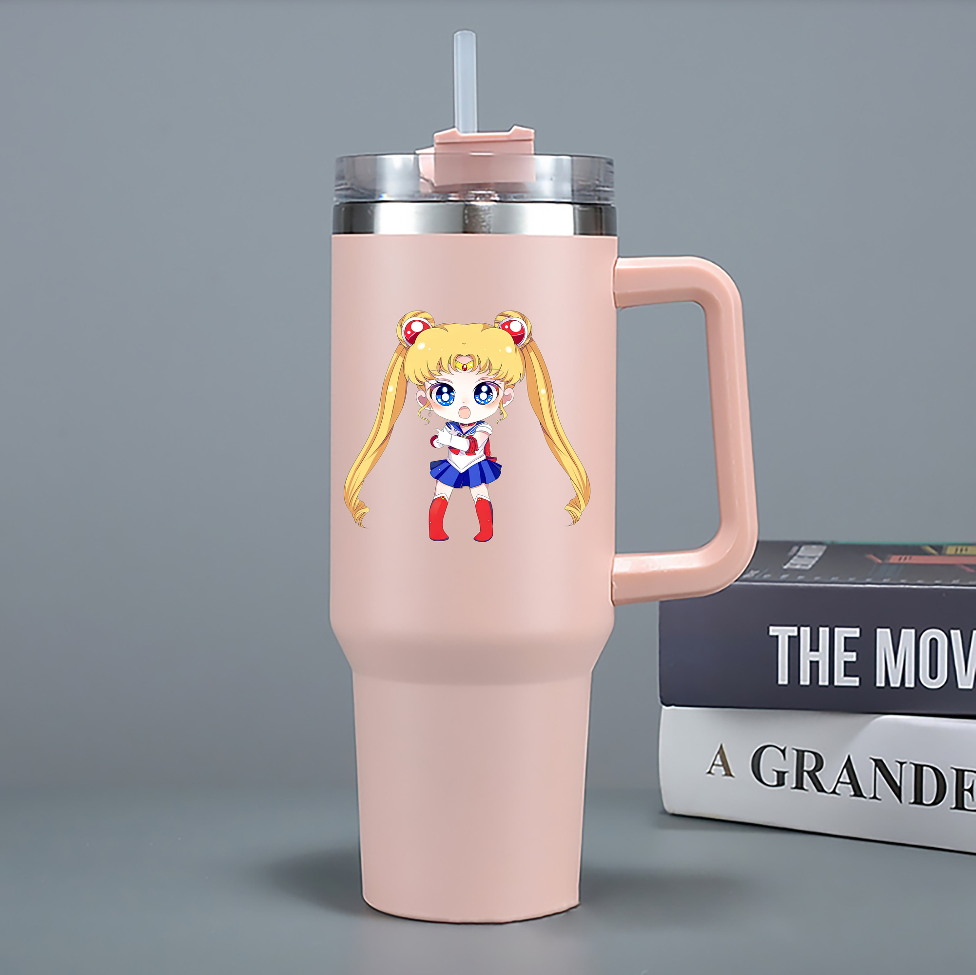 （画像用） 美少女戦士セーラームーン 月野 うさぎ つきの うさぎ Sailor Moon Tsukino Usagi 1200mL車用タンブラー - クリスタルステッカー（プラスチックストロー付き）